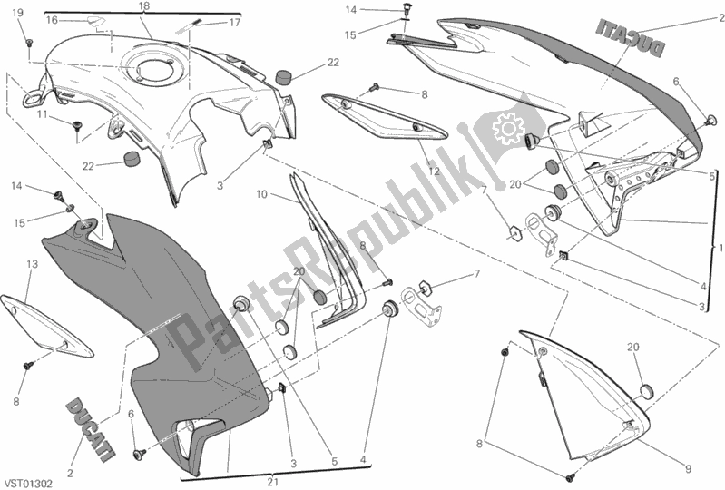 Todas as partes de 34a - Carenagem do Ducati Hypermotard Hyperstrada Thailand 821 2015